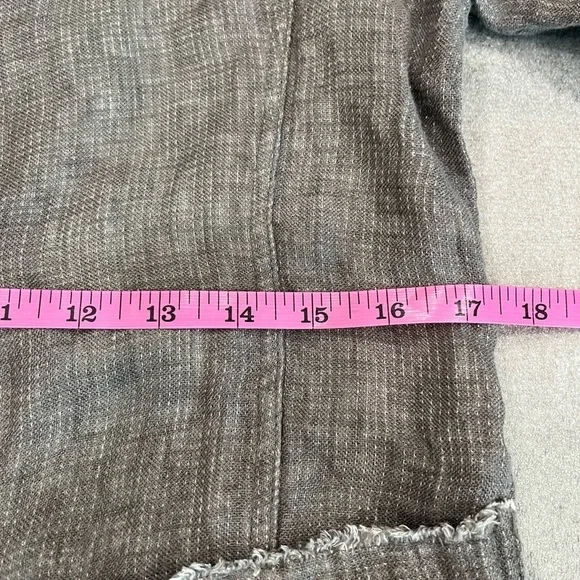 [M]Eileen Fisher Dark Gray Irish Linen LS Fringe Button Duster Cardigan Jacket - Picture 9 of 11